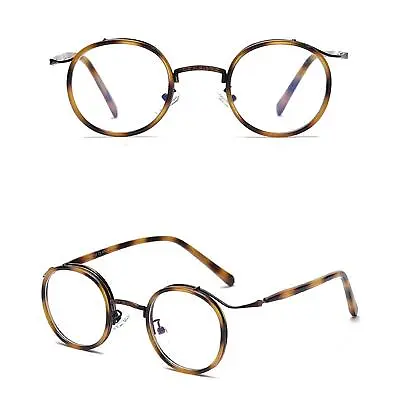 Vintage Literary Metal Retro Eyeglass Frame Round Clear Glasses Women Men L • $9.59