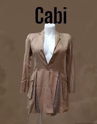 CABI Treasure Hunter Trench Coat Peplum Button Up Khaki Brown Women's Small  • $25.90