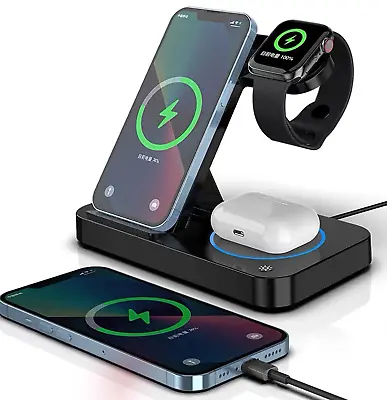$12.99 • Buy 3 In 1 Wireless Charger Fast Wireless Charging Station For Samsung IPhone Watch