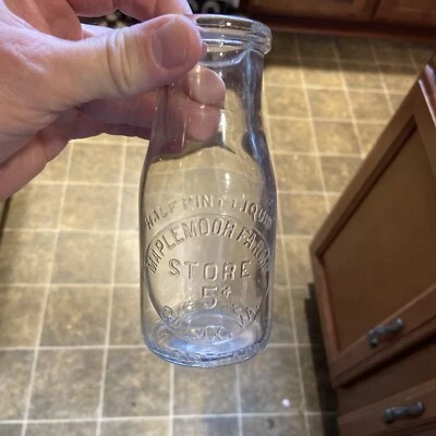 $19.99 • Buy Maplemoor Farms Store 5c Embossed Half Pint Milk Bottle Galax Virginia VA