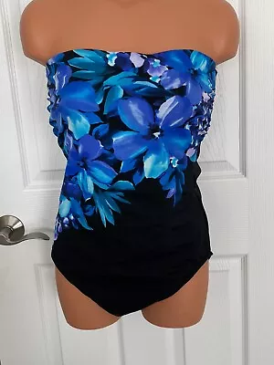 Miraclesuit 14 L Blk/Blu /Multi Avanti UW 1 Pce Control Swimsuit NWT MSRP: $180. • $114.99