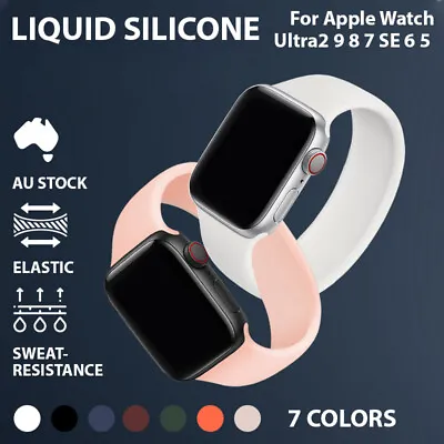 $6.88 • Buy For Apple Watch Band Series 9 8 SE 7 6 5 Solo Loop Silicone Elastic IWatch Strap