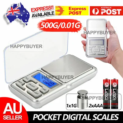 $6.95 • Buy 0.01g-500g Pocket Digital Mini Scales Balance Weight Jewelry Diamond Scale AU
