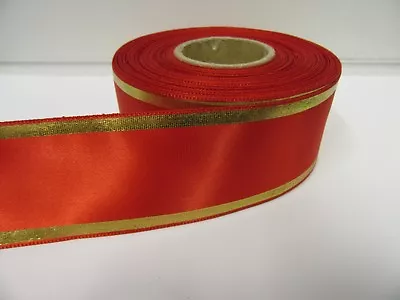 £2.40 • Buy 2 Metre Or Full Roll 25mm 38mm Satin Tramlines Gold Metallic Stripe Ribbon Tram