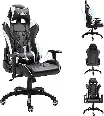 Heavy Duty Gaming Chair Swivel Recliner Racing PC Game Chair With Footrest NEW • £79.90