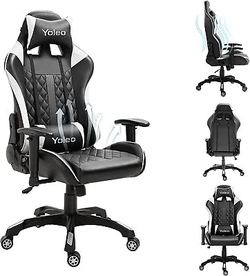 Office Chair Adjustable Ergonomic Racing Gaming Swivel Pu Leather Desk Computer • £99.98