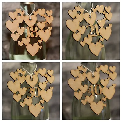 18th 21st 30th 40th 50th 60th 70th Birthday Personalised Gift Hearts Decoration  • £3.19
