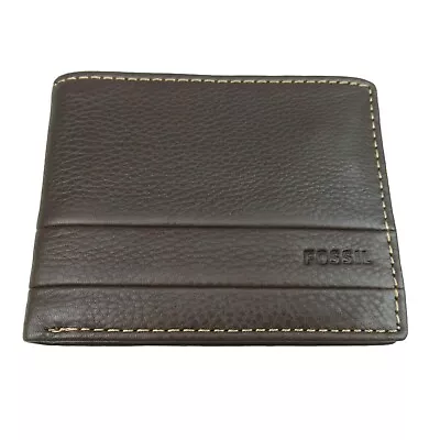 Fossil Lufkin Traveler Mens Dark Brown Leather Wallet NEW SML1390201 • $32.95