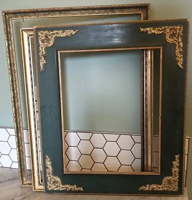 Antique Vintage Picture Frames Wood Gold Art Decor Ornate Lot Of 3 Green Eco Il • $39