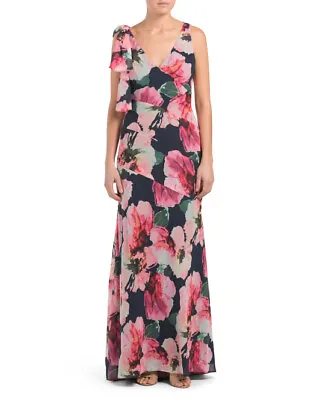 CARMEN MARC VALVO INFUSION Floral Chiffon Mermaid Gown (size 4) • $119.99