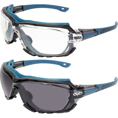 Octane Motorcycle Riding Safety Glasses Blue Gasket 1 Clear And 1 Smoke Lens • $30.99