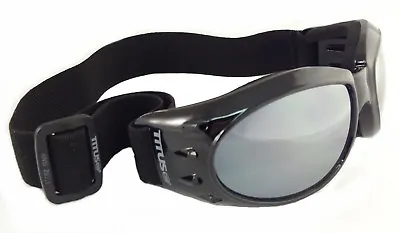 Titus Mirrored Motorcycle Riding Goggles Sunglasses W/ Strap Padded Aviators Ski • $10.99