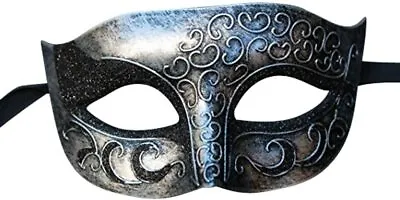 £12.95 • Buy Mens Venetian Masquerade Eye Mask Party Halloween Carnival Ball Silver & Black