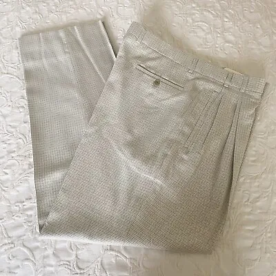 Zanella Pants Mens 36x31 Gray & Cream Dress Pants Slacks Pleated Made In Italy • $21