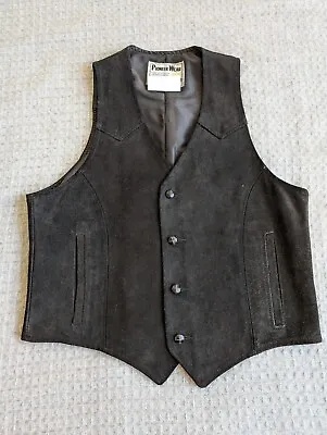 Vintage Pioneer Wear Vest Me 40 Brown Suede Made In USA Western Cowboy • $38.24