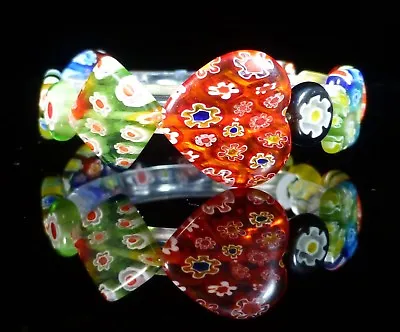 Murano Heart Glass Millefiori Bracelet Rainbow Costume Jewellery • £2.48