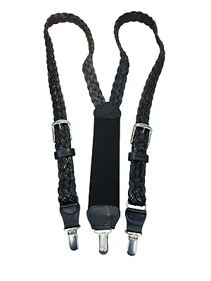 Harley Davidson Braided Leather Suspenders Black Adjustable 98622-94V RARE Item • $99.99