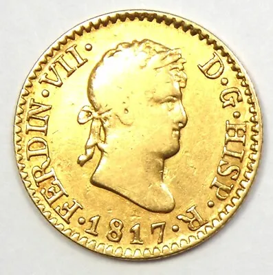 Gold 1817 Spain Ferdinand VII Half Escudo Gold Coin 1/2E - Rare Gold Coin! • $327.75