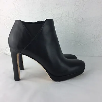 Via Spiga Women's Black Leather Side Zipper High Heel Ankle Booties Size US 6M • $25
