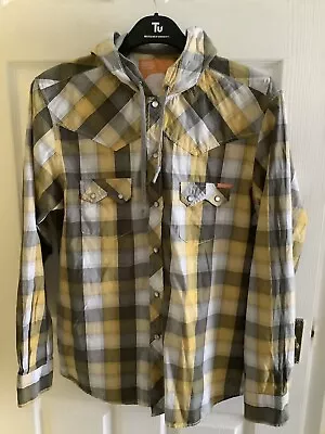 SoulCal- Poppered Checked Yellow/ Black/ Grey Shirt Hoodie Xl (44”) • £18