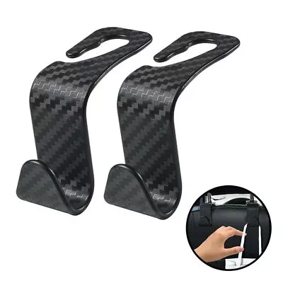 $7.35 • Buy 2Pcs Carbon Fiber Car Back Seat Hooks Headrest Storage Hook Interior Accessories