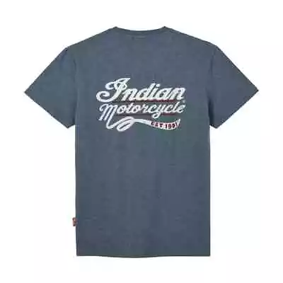 * Genuine Indian Motorcycle Men's Mixed Embroidery Print T-Shirt Blue 2833261- • $68.51