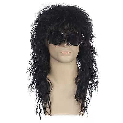 Men Cool Long Curly Wavy Wig 70s/80s Rocker Mullet Party Funny Hairs Cosplay • $16.72
