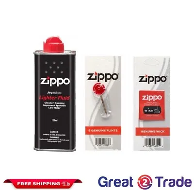 Original Zippo Lighter Fuel Fluid Wick And Flint - Brand New • £5.99