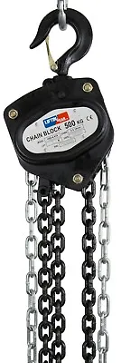 500kg Black Chain Block Lifting Tackle Crane Hoist Manual Gantry Hand Pulley CE • £69.58