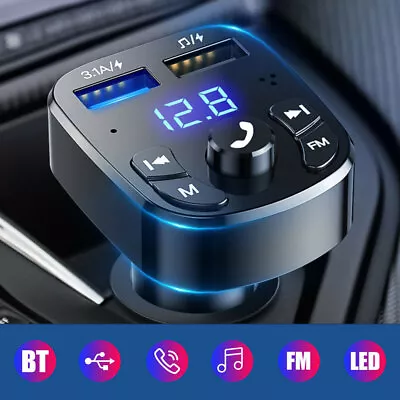 Wireless Bluetooth 5.0 Car FM Transmitter Adapter 2-USB Charger AUX Hands-Free • $15