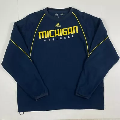 Michigan Wolverines Adidas Sweatshirt Men’s Large Fleece Pullover Crew Neck NCAA • $12.58