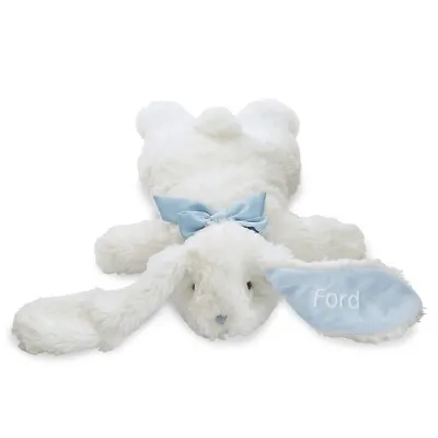 Mud Pie E0 Kids Baby Boy Blue Easter Flat Rabbit 14x8in Plush Toy 12110055 • $14