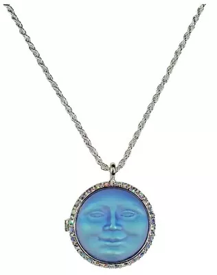 Kirks Folly Love Never Dies Glass Seaview Moon Locket Necklace ST/Tanzanite AB • $101.80