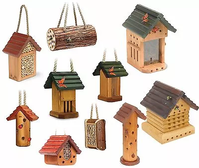 Garden Wooden Bee Insect Bug Nest - Wood Butterfly Nesting Hotel House Box  • £22.89