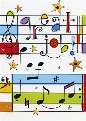 Great Job Musical Notes Music Recital Congratulations Card For Kids / Children • $2.69