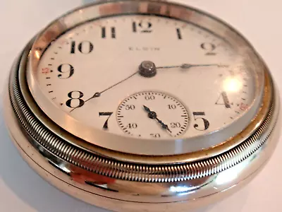 Large 18SZ Elgin Pocket Watch-58.5mm.-Serviced-7J - 1907-Vintage • $159.95