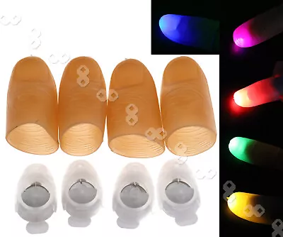 4 Pcs Magic Light Up Flashing Thumb Props Fingers LED Trick Finger Lights Novel • £5.16