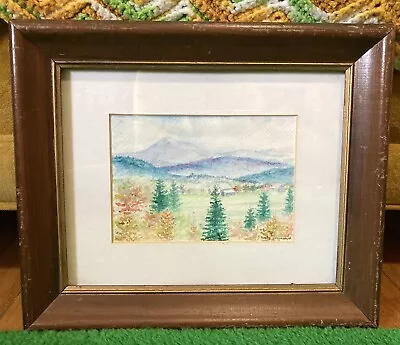 Vintage 70’s Watercolor Painting Landscape Mountains Barn Signed Framed Millar • $27.99