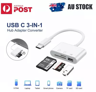 3 In 1 Usb 3.1 Type-c Card Reader To Sd/tf/usb Hub Adapter Micro Sd Card Pc • $6.95