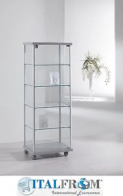 £694.47 • Buy Glass Display H141x53x39cm Counter Display Cabinet Showcase With Wheels Italfrom