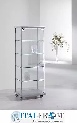 £694.47 • Buy Glass Display H141x53x39cm Counter Display Cabinet Showcase With Wheels Italfrom