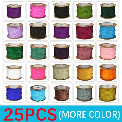 £65.99 • Buy 25pcs 100m Nylon Cord Thread Chinese Knot Macrame Beading Bracelet Braided 0.8mm