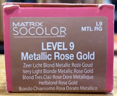 MATRIX SOCOLOR Beauty Permanent Cream Hair Colour 90ML L9 Metallic Rose Gold • £7.50