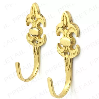 £6.97 • Buy FLEUR-DE-LYS TIE BACKS 2x Solid Brass Tie Backs Tassel Holder Metal Large UK