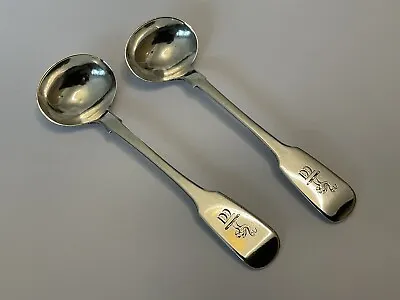 Super Pair Of Irish Victorian Solid Silver Salt Spoons By John Smyth Dublin 1857 • £59