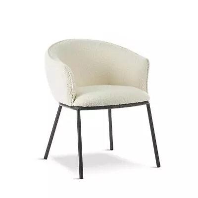 White Boucle Dining Chair Armchair Accent Chair Dining Room Living Room • £79.99