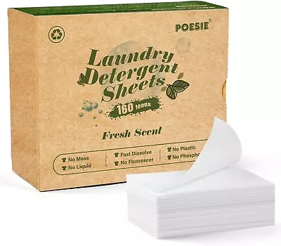 Laundry Detergent Sheets Eco-Friendly 160 Sheets Clear PlasticFree Biodegradable • $13.49