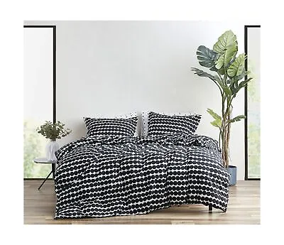 MARIMEKKO - King Duvet Cover Set Cotton Bedding With Matching Shams & Button... • $231.20