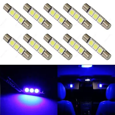 10 X Blue 28mm 3SMD T6 6641 LED Bulbs Sun Visor Vanity Mirror Fuse Lights + TOOL • $9.99