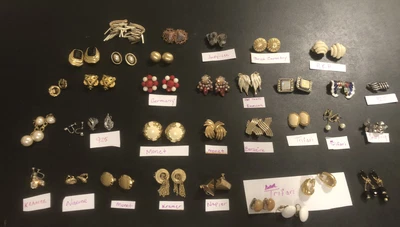 $250 • Buy Vintage Signed Earring Lot Monet Kramer Trifair Ben-Amun Carolee Napier Emmons